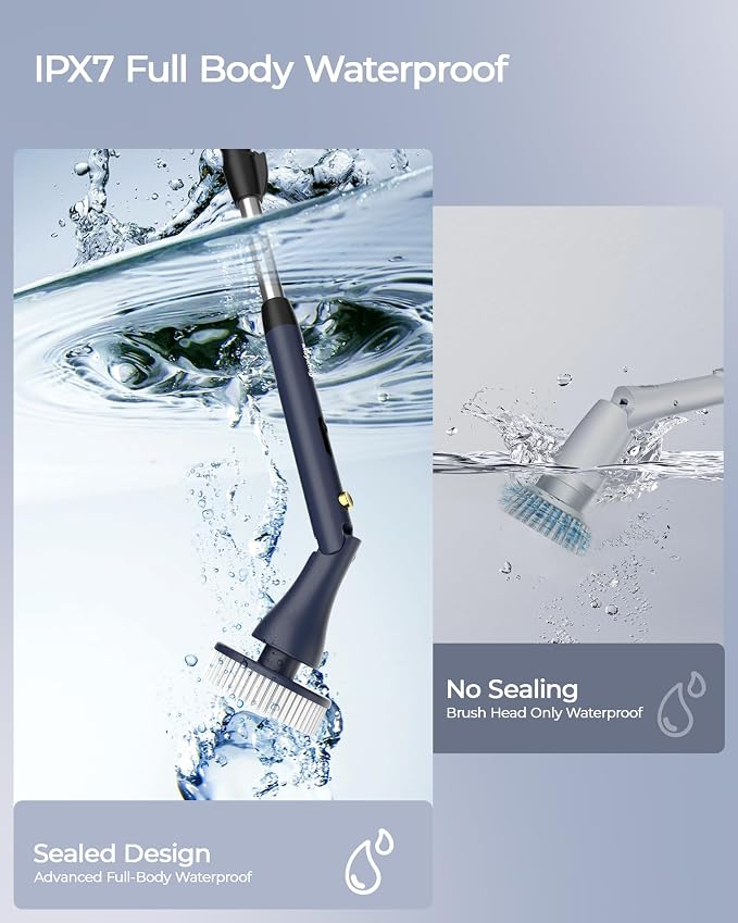 MayKing Electric Spin Scrubber with 9 Brush Heads, 3-Angle & 4-Length Adjustable Cordless Power Scrubber, 3-Speed & Battery LED Display, Electric Scrubber for Cleaning Bathroom Bathtub Floor Tiles