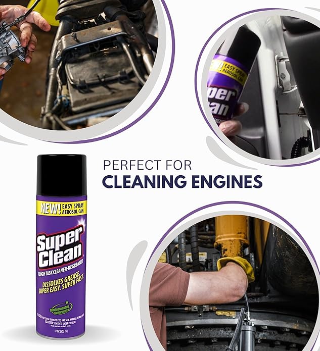 Super Clean Citrus Scent Cleaner and Degreaser Spray 17 oz Bundle with Microfiber Cloth - Heavy Duty Degreaser for Kitchen, Oil, Grime, and Dirt Removal - (3 Items)
