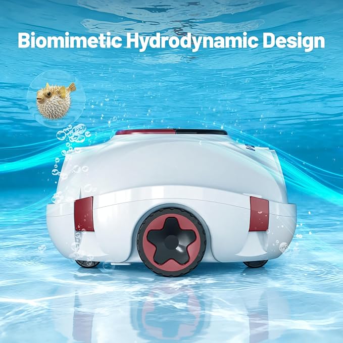 VONKO P10 Pool Vacuum for Above Ground Pool, Cordless Robotic Pool Cleaner and Above Ground Pool Vacuum, Automatic Pool Vacuum with 100-Min Runtime, Self-Parking,Cold White