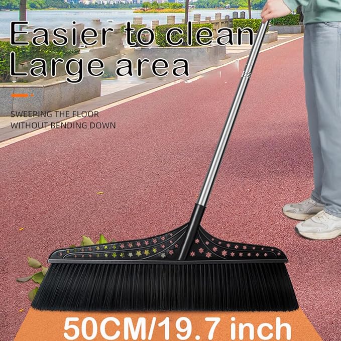 Heavy Duty Outdoor Angle Broom with 20" Wide 51" Long Handle Stiff Bristles Sweeper Perfect for Driveway/Courtyard/Industry Area/Lobby/Mall/Garage/Wood/Stone/Tile/Concrete Floor Sweeping
