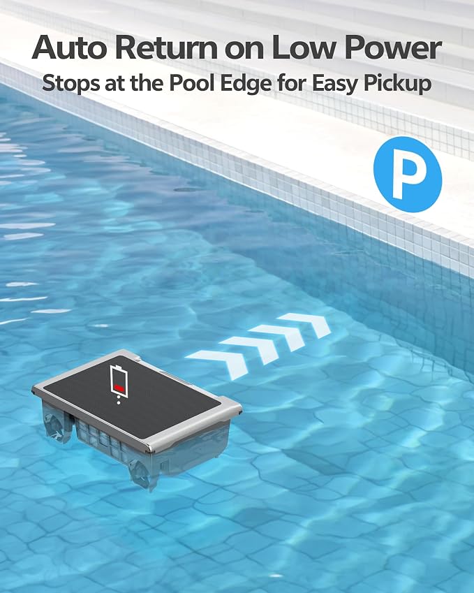 T1B Solar Powered Pool Skimmer Robot, Automatic Robotic Pool Surface Skimmer Cleaner with 24/7 Cleaning, Dual Charging Modes, Auto-Dock, Inground & Above-Ground Pools