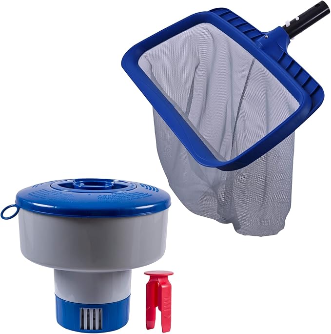 POOLAZA Pool Skimmer Net and Pool Chlorine Floater