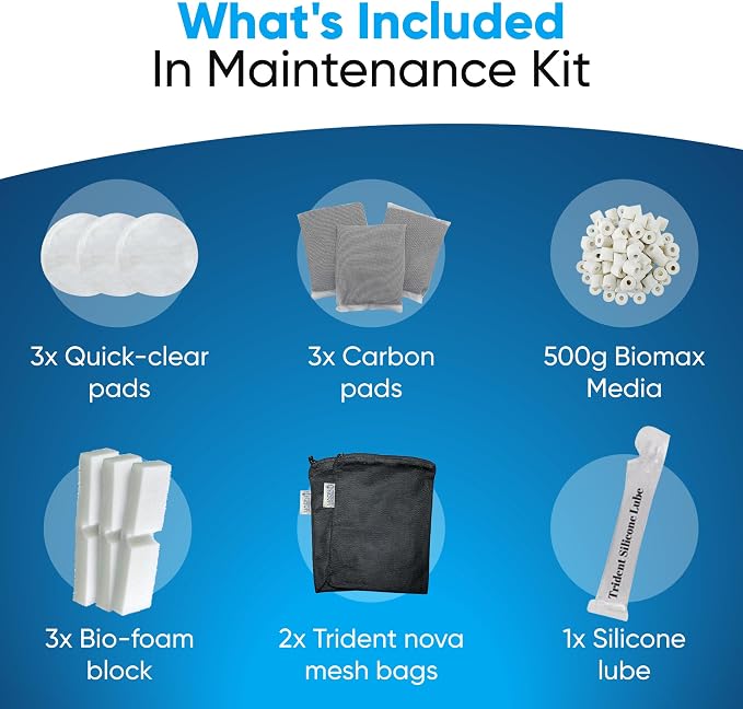 FX4/FX5/FX6 Canister Filter Maintenance and Replacement Filter Media Kit, Including Trident Nova Aquarium Filter Media Bags(Fx Bio-Foam Block, FX Quick Clear/Water Polishing Pad, Carbon, Biomax)