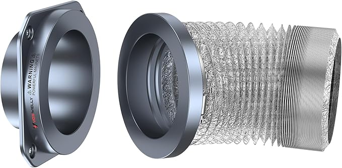 Magnetic Dryer Vent Coupling Easy to Clean Quick Connector Airtight Seal Dryer Vent Connector Kit Including a 2.6ft 4" Duct and two Clamps, DV180