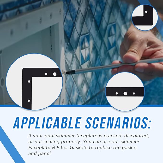 SPX1084L Skimmer Faceplate & SPX1084B Fiber Gaskets Compatible with Hayward 1084 Skimmer (White 8 1/2” x 10 3/4” Outside)