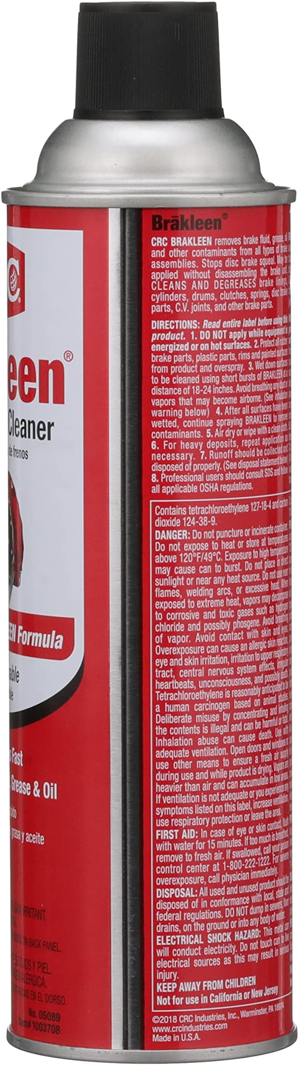 CRC BRAKLEEN Brake Parts Cleaner - Non-Flammable -1lb 3 Oz (05089) (Pack of 2)