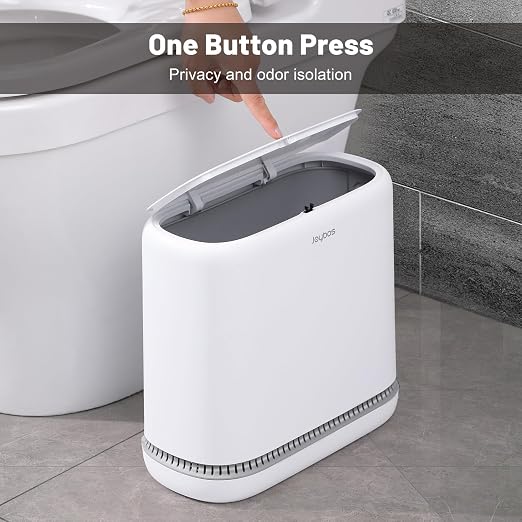 MOPALL 3.5 Gallon Motion Sensor Trash Can Automatic Touchless +3.3 Gallon Slim Garbage Can with Press-Top Lid
