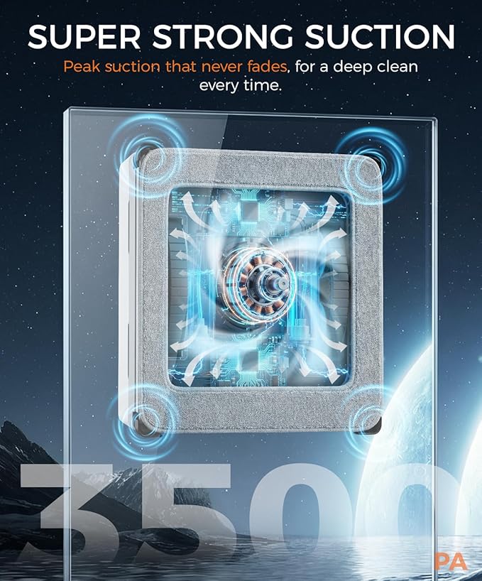 FRUITEAM Window Cleaning Robot with Dual Spray & Edge Detection, APP & Remote Control, Intelligent Path Planning, 3500PA Suction Anti-Fall, for High-Rise Windows, Glass, Tile