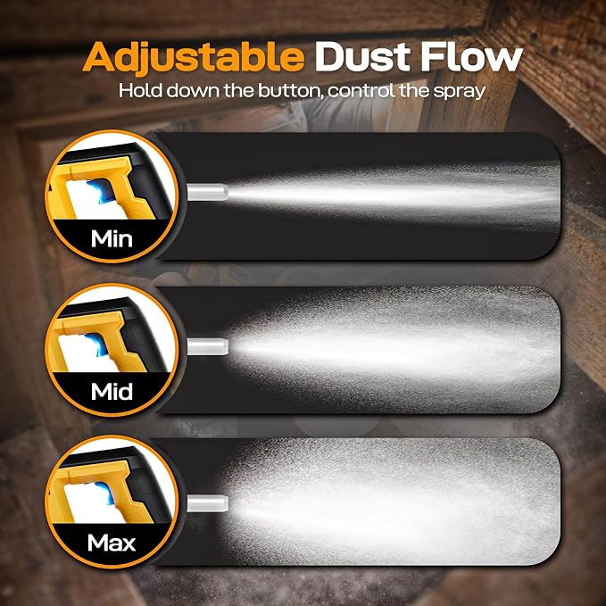 Electric Diatomaceous Earth Duster Compatible with DeWalt 20V/60V Battery (No Battery), Variable Speed, 3-in-1 Garden Dust Applicator/Blower/Vacuum Cleaner with 800mL Capacity
