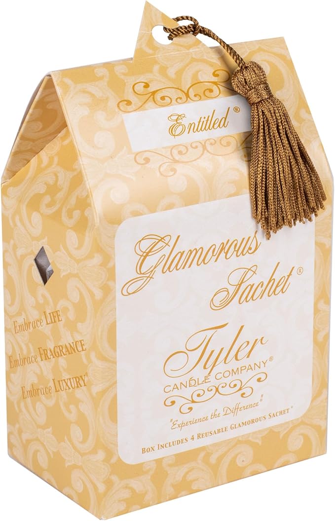 Elanze Designs Tyler Candle ENTITLED 64 Ounce Glam Laundry Detergent and Scented Sachet Bundle; set of 4