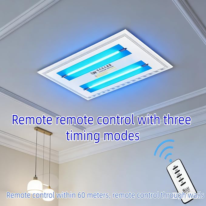 72W UV Light Sanitizer, Ultraviolet Lamp with Remote Control Portable Ultraviolet Light Sanitizer UVC Home Disinfection Device for Home, Room & Kitchen, Ultraviolet Light with 3 Speed Timings