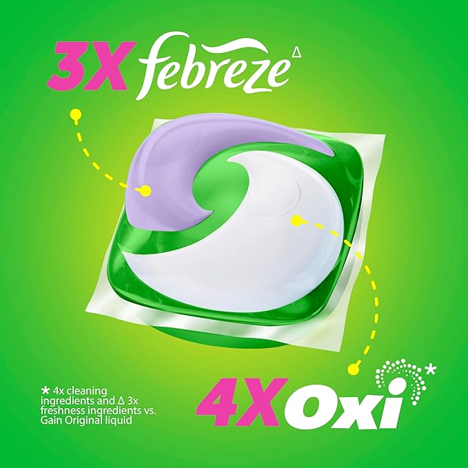 Gain Super Flings Laundry Detergent Pacs, 45 Count, Dewdrop Dream scent, clean and fresh washing detergent laundry soap pacs (Pack of 4)