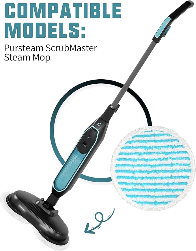 F Flammi Heavy Duty Replacement Steam Mop Pads for Pursteam ScrubMaster, 4 Pack Velvet-Bristle Hybrid Deep Scouring Steam and Scrub Mop Pads, Cleans Stubborn Grease and Grime