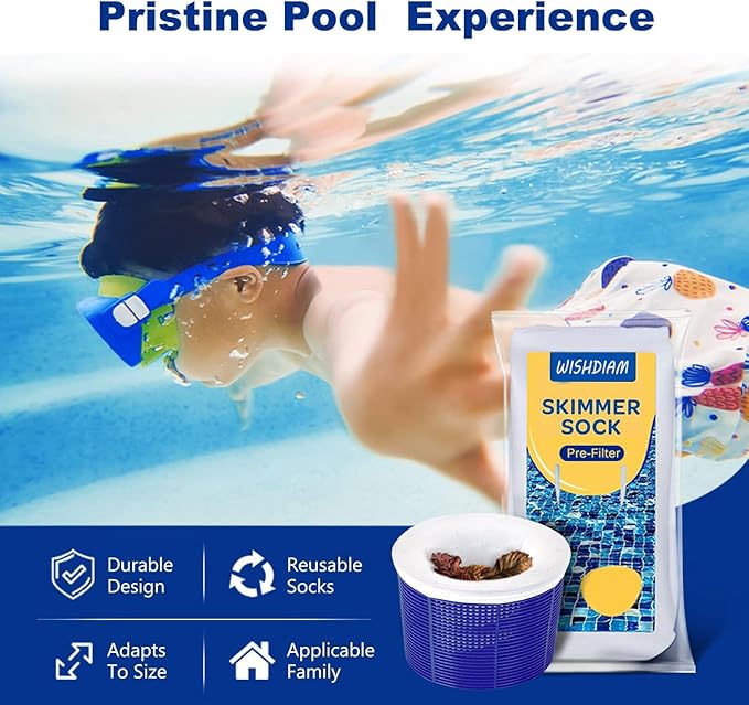 150 Pack Pool Skimmer Socks for Filters Baskets, Works Perfect with The Surface Skimmer for Inground and Above Ground Pool, Swimming Pool Accessories for Adults Kids
