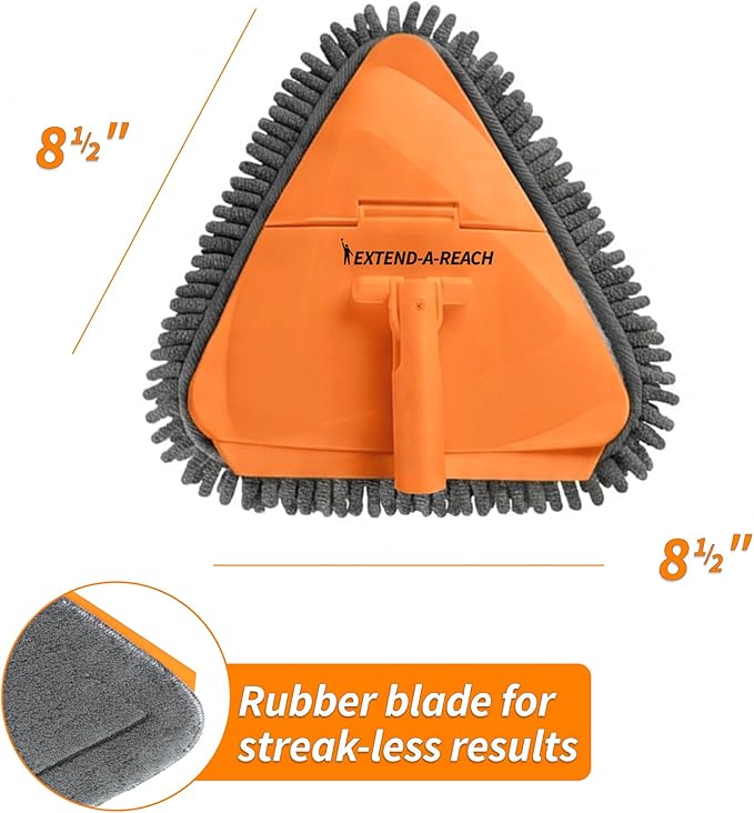 4-12 ft Wall Cleaner Tool with Extension Pole // 3-in-1 Wall Washer Mop for Painted Walls, Baseboards, Windows and High Ceilings // Long Handle Wall and Baseboard Cleaning Mop with 4 Replacement Pads