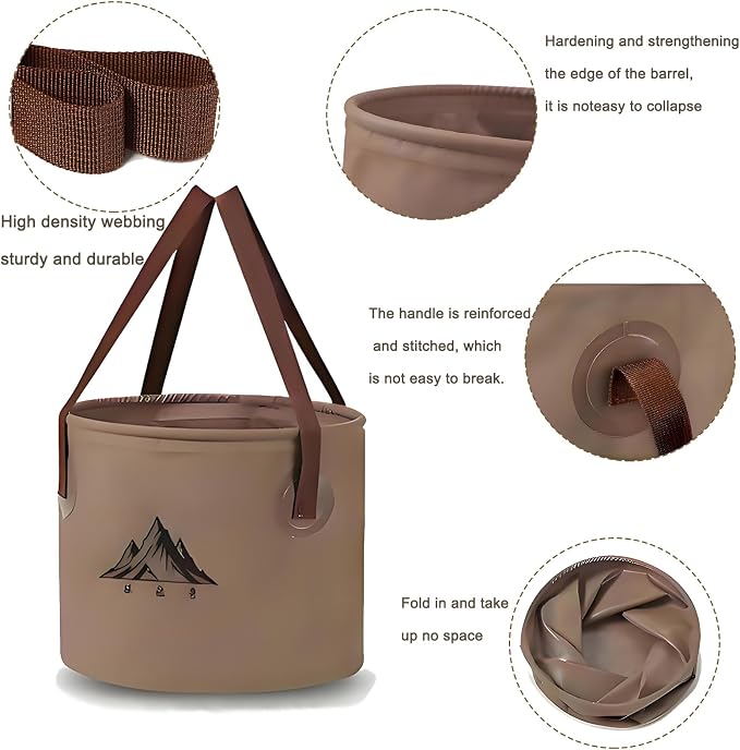 2Pcs Collapsible Bucket with Handle, 10 Gallon(20L+20L), Multifunctional Water Basin, Folding Tub, Portable Bin, Ultra Lightweight Outdoor Basin Bucket, Folding for Fishing, Camping, Hiking