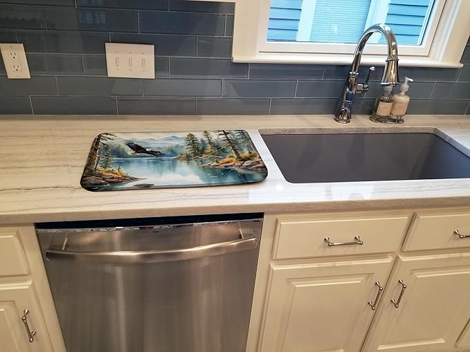 Caroline's Treasures Eagle in Flight Dish Drying Mat Absorbent Dish Drying Mat Pad for Kitchen Counter Dish Drainer Mat for Countertop, 14 x 21", Multicolor