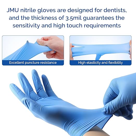 JMU Nitrile Disposable Gloves Large, 1200 Count, 3.5 Mil, Latex Free Powder-Free Medical Exam Gloves, Blue