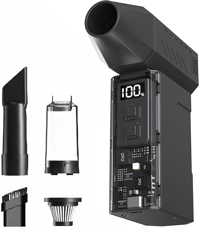 Compressed Air Duste 180,000 RPM High-Speed Turbo Fan 200W Powerful Wind Force 30W Bidirectional Fast Charging 1-30 Stepless Speed Adjustment Portable Design