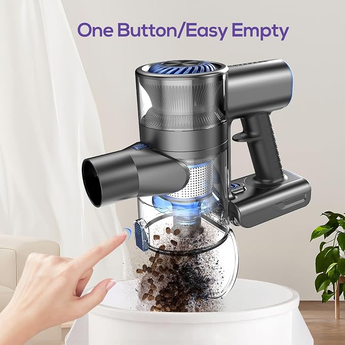 Comvtu Cordless Vacuums, 80,000PRM Powerful Motor Vacuum Cleaner and 2200mAH Rechargeable Battery up to 35 Mins Worktime, 2 Adjustable Modes, Detachable Parts, Wireless Stick Vacuum (Deep Blue)