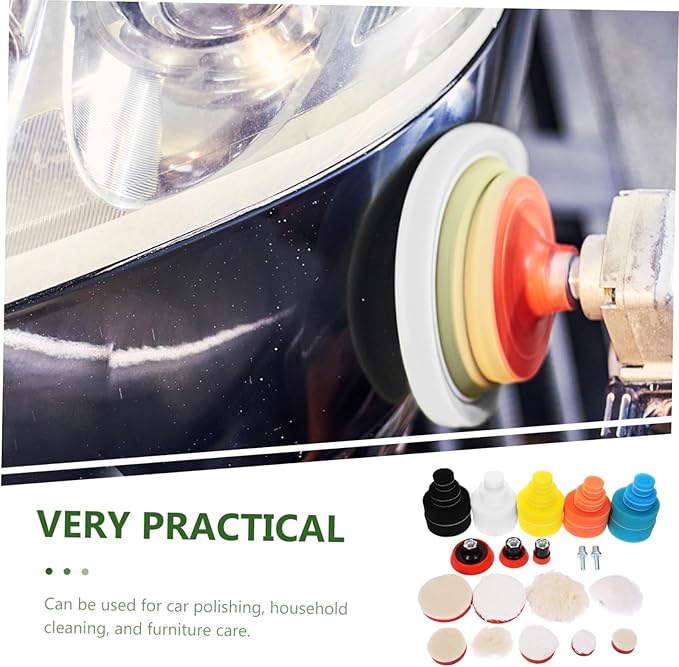 CHILDWEET 1set Car Polishing Sponge Pads and Drill Buffer Attachment Kit for Waxing Self-Adhesive Waxing Wheels Versatile Buffing Pads for Auto Detailing and Home Care