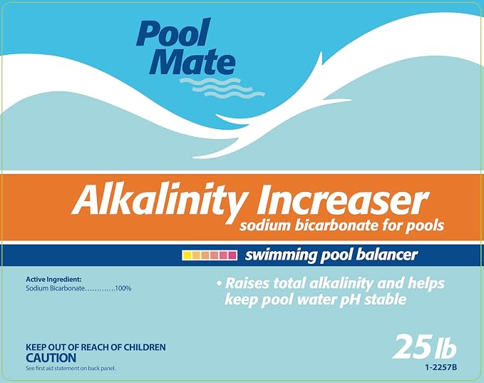 Pool Mate 25-Pounds Premium Alkalinity Increaser for Swimming Pools, 100% Sodium Bicarbonate, Made in USA