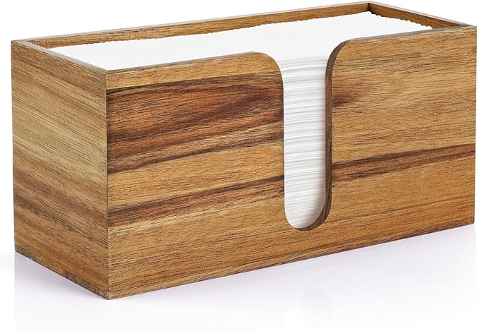 1PCS Paper Towel Dispenser Countertop, Acacia Wood Paper Towel Holder for Bathroom Folded Paper Towel Dispenser Clear Trifold Napkin Holder for Z-fold C-fold MultiFold Trifold - Home Kitchen