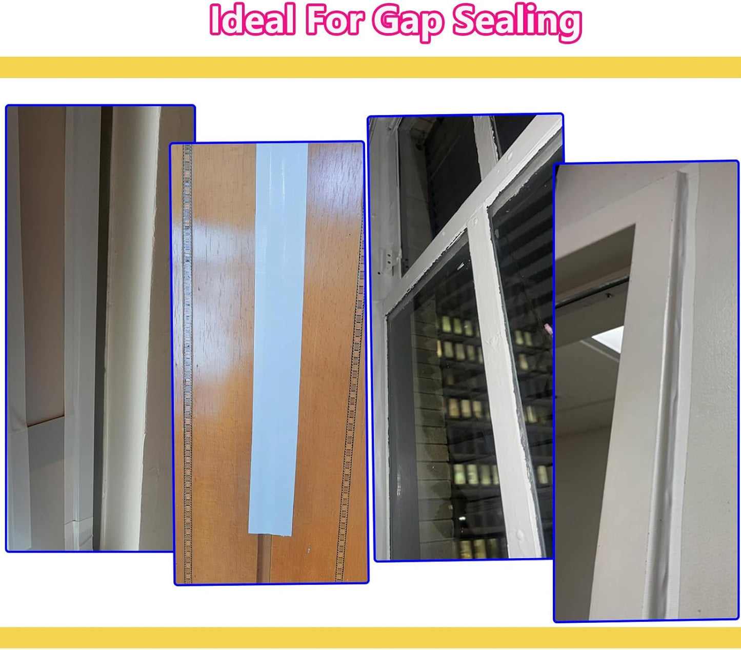 White Window Weather Sealing Tape 2Inch X 65Ft,Window AC Seal Air Conditioner Sealing Tape,Residue-Free for Keep Out Drafts Cold Air Rain Dust Smog