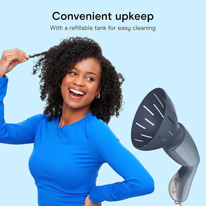 Conair InfinitiPRO Steam Therapy Curl Refresher Hair Steamer | Gentle Steam Therapy Revives Flat or Dry Natural, Coily, and Curly Hair, Blue, S03L