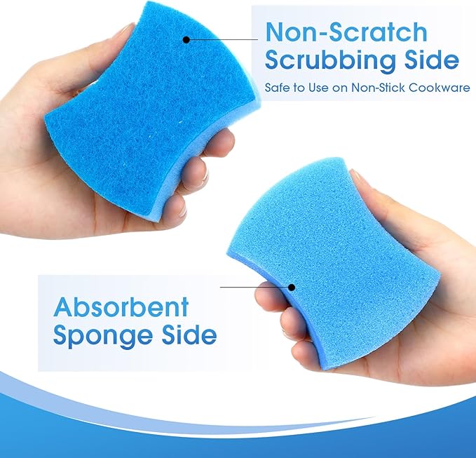 Tioncy 200 Pcs Individually Wrapped Sponges Bulk Dual-Sided Dishwashing Sponge Non-Scratch Scrub Sponges Dish Scrubber for Kitchen, Restaurant, Washing Dishes, Cleaning, Pots, Pans, Car, Bike