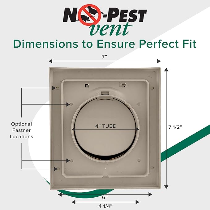 NO-PEST VENT, Exclusive Dual Door Dryer Vent Cover Outdoor 4 inch or Bathroom fan, Made in USA w Highest UV Resistant Plastic in any Outdoor Vent Cover (Woodstock Brown, 4 inch W/O Duct Tube)