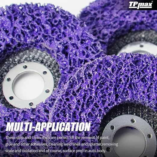 TPmax 4-1/2" x7/8'' Stripping Discs Rust Remover Wheel Remove Paint and Oxidation Poly Strip Wheel Disc Abrasive Angle Grinding Wheel - 10 Pack(Purple)
