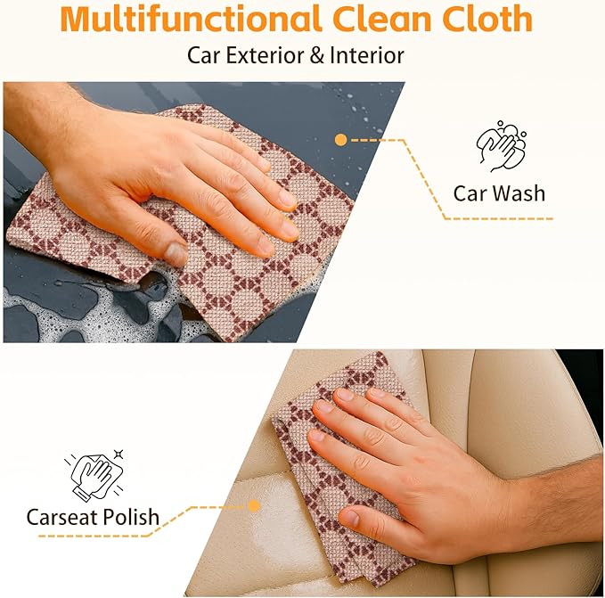 Microfiber Cleaning Cloth Roll, 50-Count, Reusable, Durable, Absorbent, Lint-Free Non-Scratch Towels, Dish Rags for Kitchen, Home, Window & Screens, Paper Towel Alternative, Brown Dot, 12x12 in