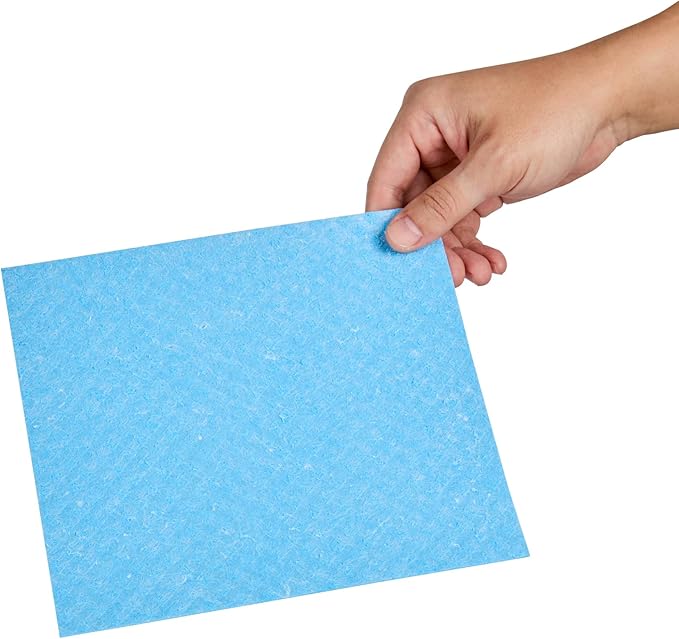 Restaurantware Swedish Dishcloths Pack of 200 Cellulose Reusable Absorbent Blue Kitchen Towels, Washable Quick-Dry Dish Towels, Sustainable Blue Cleaning Cloths Super-Absorbent Biodegradable Odorless