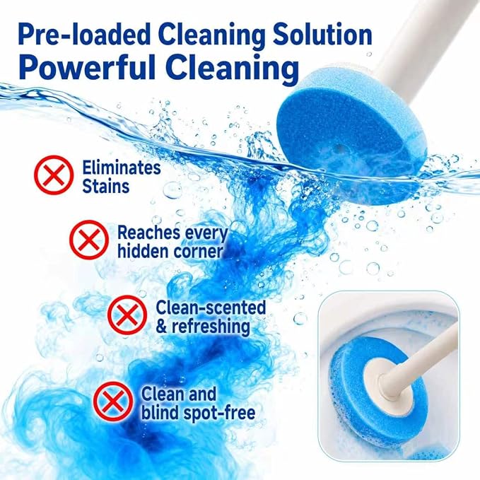 Toilet Brush Set, White, Disposable Replacement Brush Heads, Stylish and Simple Style (1, Toilet Brush Set with 32 Brush Heads)