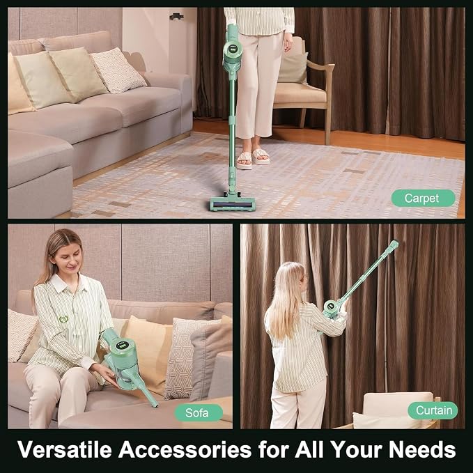 BUTY BULU Cordless Vacuum Cleaner, Handheld Stick2200mAh Rechargeable Battery 30KPa Lightweight Small Vac Electirc Broom, 40Mins Runtime for Home Hard Floor Carpet Pet Hair Cleaning, LED Screen