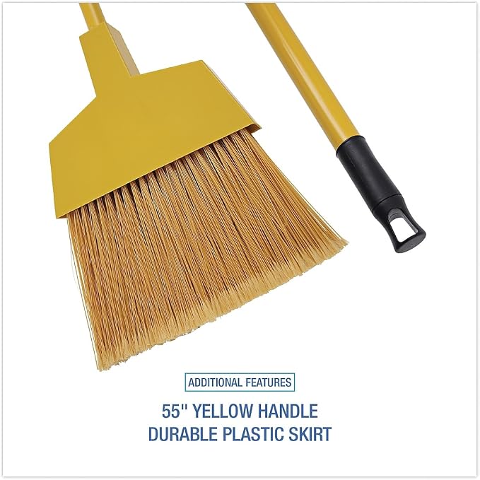 Boardwalk Corn Fiber Angled-Head Lobby Brooms, 55" Handle, Yellow, 12/Carton