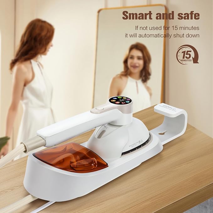 2-in-1 Handheld Steamer for Clothes & lron, 1450W Portable Garment Steamer with Smart LCD Display, 400ml Large Tank,8 Steam Levels, 90° Rotating Head, Fast Heat & Auto-Off for Home/Travel