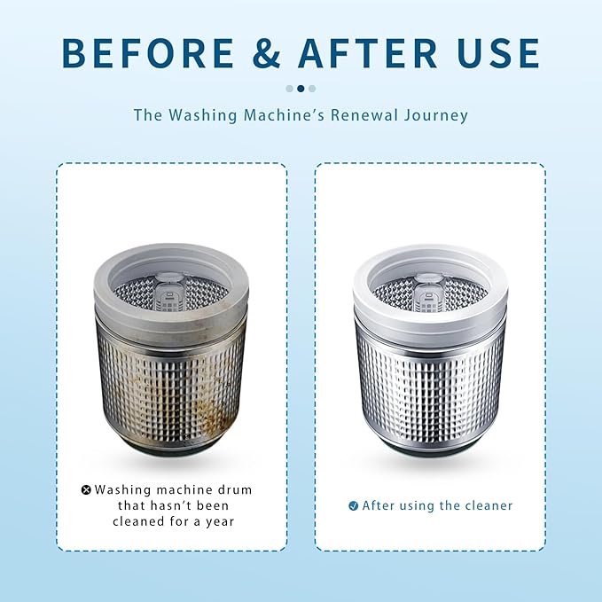 Washing Machine Cleaner Descaler 24 Pack, washing machine cleaning tablets deep Cleaning for HE Front Loader & Top Load Washer, Septic Safe Deodorizer,Clean Drum and Tub Seal,12 Month Supply