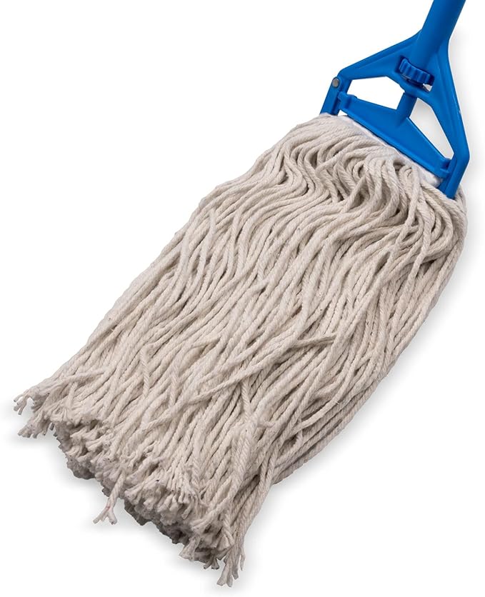 SPARTA Flo-Pac Cotton Mop Head, Cut-End, Narrow Band with White Band for Organized Cleaning, 40 Inches, Tan