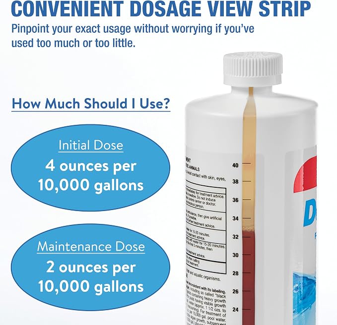 Doheny's Super Algaecide Plus | Pro-Grade | Effective Against Most Algae Types | 7.1% Chelated Copper (Reduces Staining) | Non-Foaming, No Clouding | Safe to Swim After Use | 12 x 40oz Bottles (480oz)