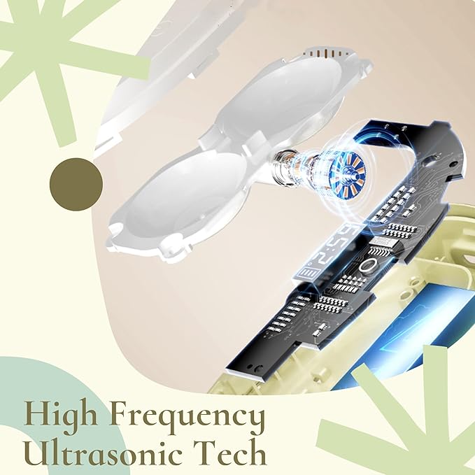 MV7 Ultrasonic Contact Lens Cleaner Machine with Timer Display, Big Mirror & USB Charger, Fit Disposal Soft Lens, Colored Contact Lens, RGP Lens and OK Lens (Rosy)