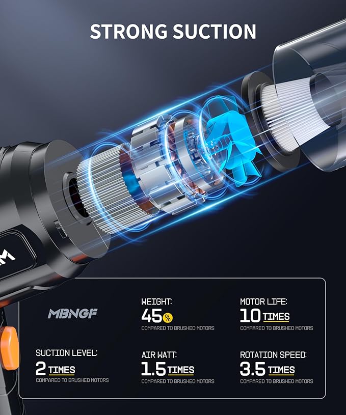 Car Vacuum Portable Cordless, High Power Suction & Blower, Handheld Vacuum Cleaner for Car, Home, Desktop, Keyboard,Birthday Gifts for Men Dad Husband(Ebony Black)