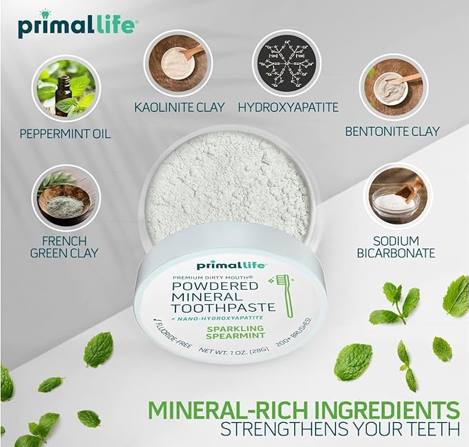 2 Pack of Primal: Life Organics!! - Dirty Mouth Toothpowder, Tooth Cleaning Powder, Flavored Essential Oils with Natural Kaolin & Bentonite Clay, Paleo, Organic, Spearmint, 1 oz LuxProdX Sticker