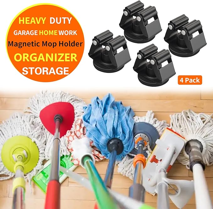 MUTUACTOR Magnetic Broom Holder,12 Pack Magnetic Mount Heavy Duty Garden Tool Organizer for Garage,Non-slip Universal Yard Tool Rack Storage Magnetic Holder for Brooms Mops Garden Shovels Hoes Tools