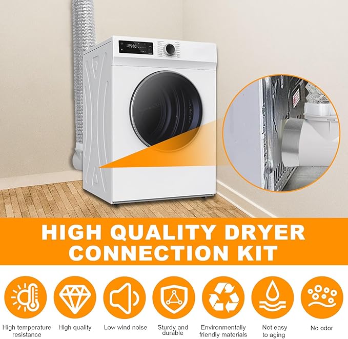 Dryer Vent Connector Kit, 4" Dryer Vent Hose for Tight Space with 90 Degree Elbow, 9.84FT Aluminum Exhaust Flexible Hose, Sealing Tap, Silver