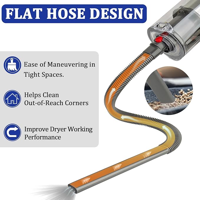 Dryer Vent Lint Removal Tool Vacuum Attachments Hose for Dyson GEN 5 V15 V12 V11 V10 V8 V7 Detect Outsize Slim Absolute Cyclone Vacuum Cleaner Dryer Cleaner Kit Nozzle Crevice Flexible Hose