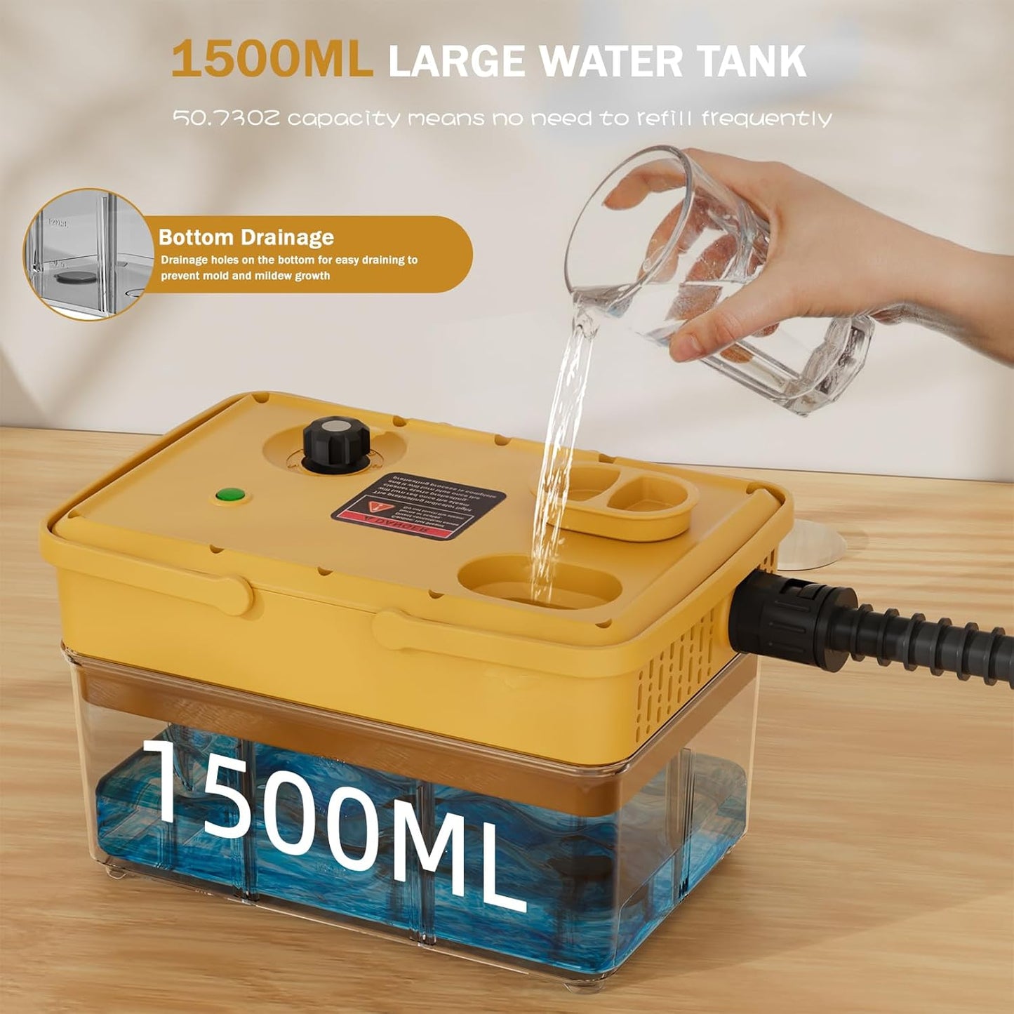 Handheld Steam Cleaner 2500W,10s Fast Heat-Up & 50.73OZ Large Tank,Pressurized Portable Steamer with 9 Accessories for Home,Car,Kitchen,Bathroom,Floors,Grout,Tile,Upholstery