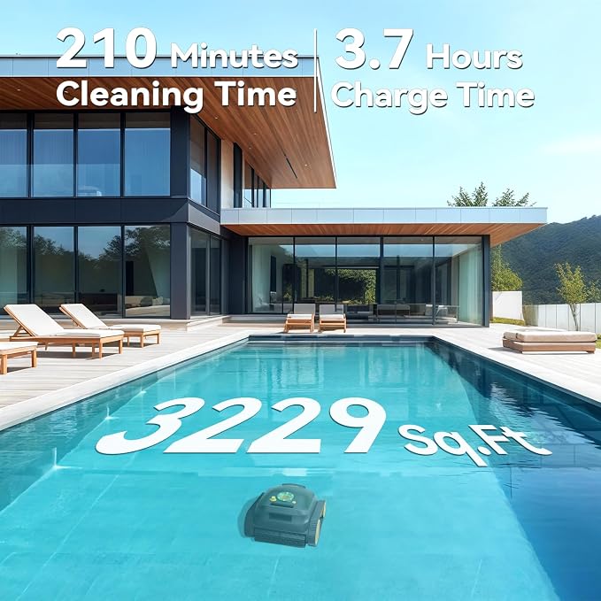 (2026 Upgrade) CliBot CB-5 Cordless Robotic Pool Cleaner, with 210 Mins Runtime, Wall & Waterline Cleaning, Smart Navigation, 5550 GPH Suction, Pool Vacuum for Inground Pools up to 3000 Sq. Ft., Black