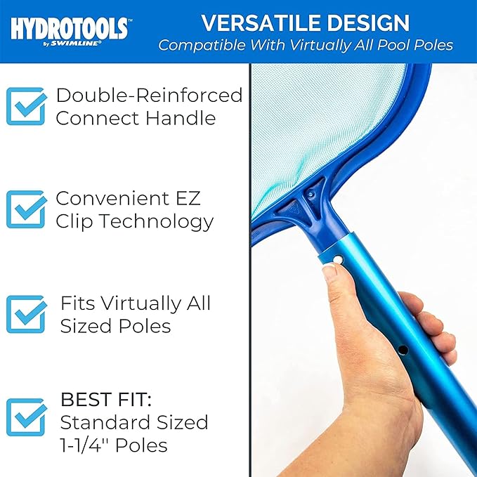 Swimline 8039 Premium Extra Strong Leaf Skimmer Net Head Cleaner for Swimming Pool Spa Fountain Pond Hot Tub Leaves Bugs Debris Fine Cleaning Maintenance, Heavy Duty Large, Blue